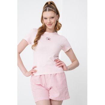 Tricou slim fit cu detaliu logo