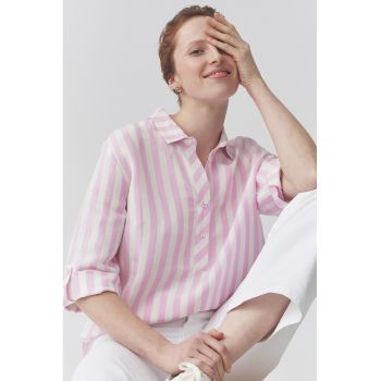 Bluza din amestec de in cu model in dungi