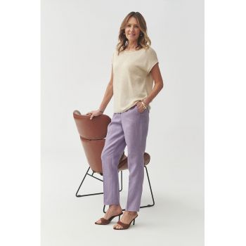 Bluza din amestec de lyocell si in cu maneci scurte