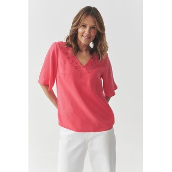 Bluza din lyocell cu maneci medi fluture