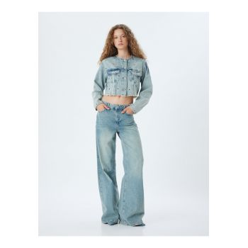 Jacheta crop din denim