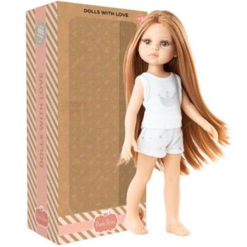 Papusa Cristi cu parul roscat in pijama alba, in cutie tip cadou - Amigas Pijamas, Paola Reina