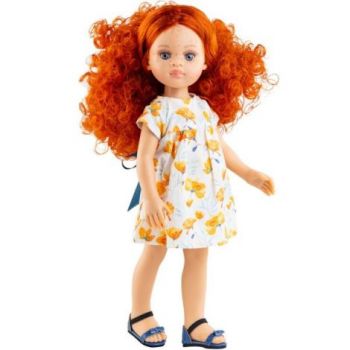 Papusa Virgi, 32 cm, in rochie cu flori galbene - Amigas, Paola Reina