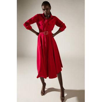 Rochie-camasa evazata cu o curea in talie Patty