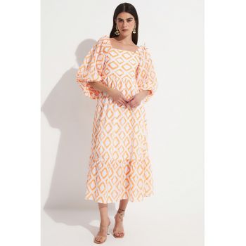 Rochie midi cu decolteu patrat