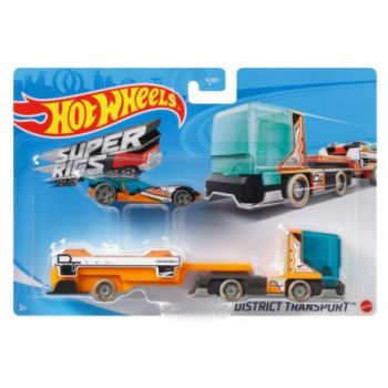 Set Camion Si Masina Sport Hot Wheels District Transport