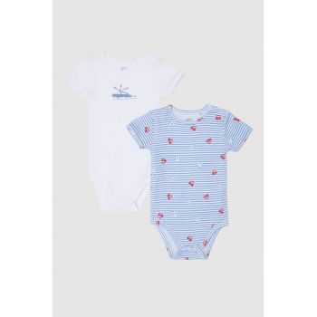 Set de body-uri de bumbac cu imprimeu cu masini- 2 piese
