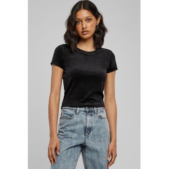 Tricou crop cambrat si catifelat