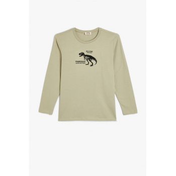Bluza cu decolteu rotund si model grafic