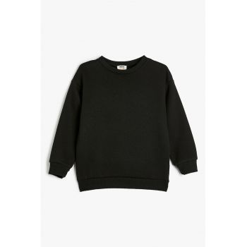 Bluza de trening cu decolteu la baza gatului si model uni