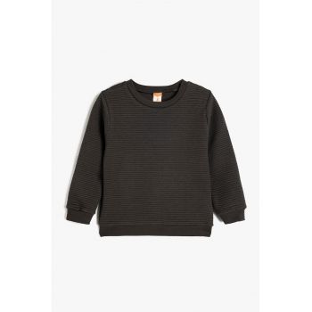 Bluza texturata cu decolteu la baza gatului