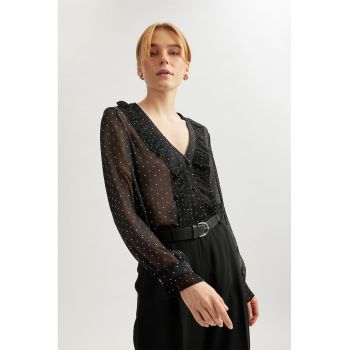 Bluza transparenta cu decolteu in V