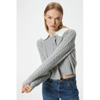 Cardigan tricotat fin cu nasturi