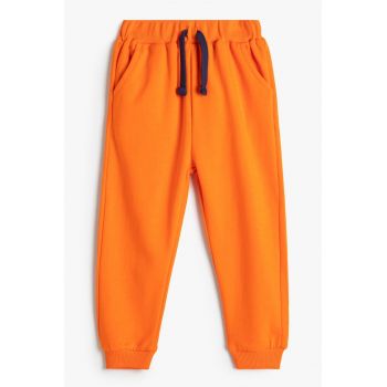 Pantaloni de trening din bumbac cu buzunare laterale