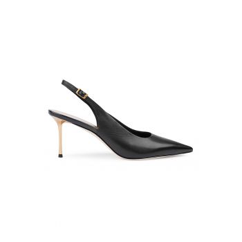 Pantofi slingback de piele cu varf ascutit