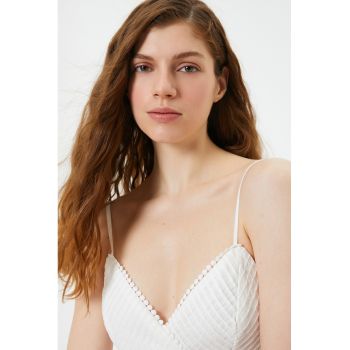Rochie scurta de bumbac cu perforatii in talie