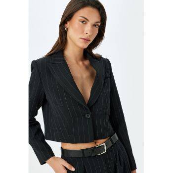 Sacou crop cu model in dungi