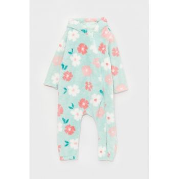Salopeta din material teddy cu model floral