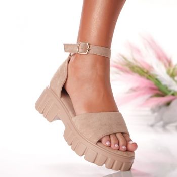 Sandale cu Platforma - F-85 Beige ieftine la reducere