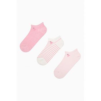 Set de sosete pana la glezna cu model flamingo- 3 perechi - Alb - Roz -