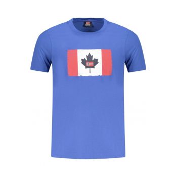 Tricou barbati cu imprimeu - din bumbac - albastru