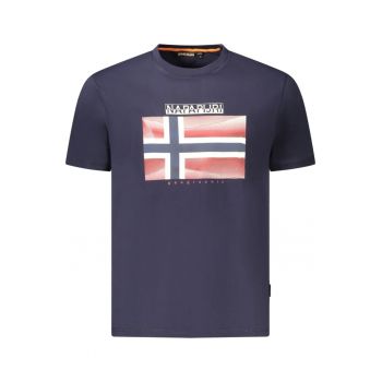 Tricou din bumbac barbati - cu imprimeu cu logo - Regular Fit - Bleumarin