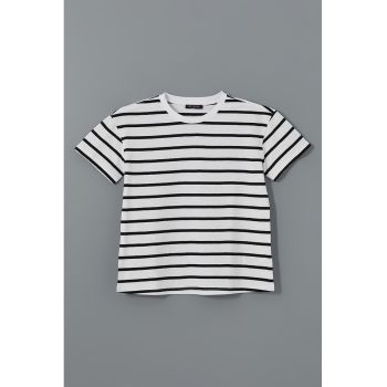 Tricou din bumbac cu model in dungi