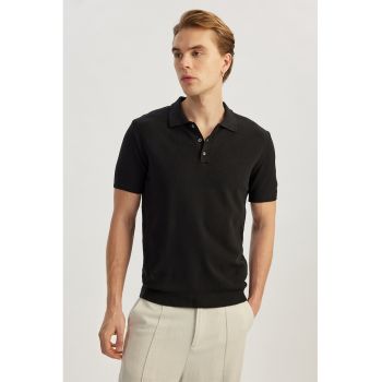 Tricou polo tricotat fin