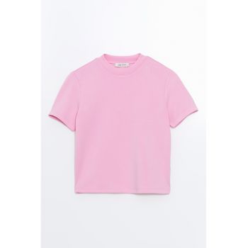 Tricou uni cu decolteu la baza gatului