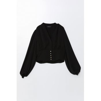 Bluza crop cu decolteu in V