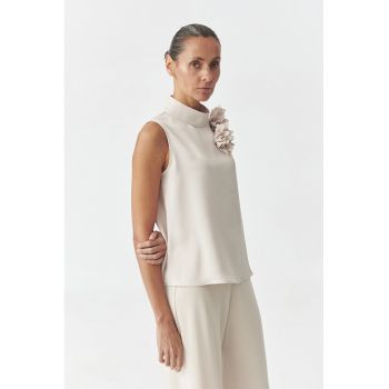 Bluza din satin cu detaliu cu floare