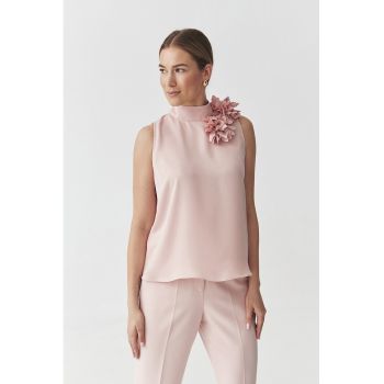 Bluza din satin cu detaliu cu floare