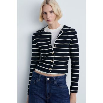 Cardigan de bumbac cu model in dungi