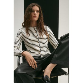 Cardigan de bumbac cu model in dungi