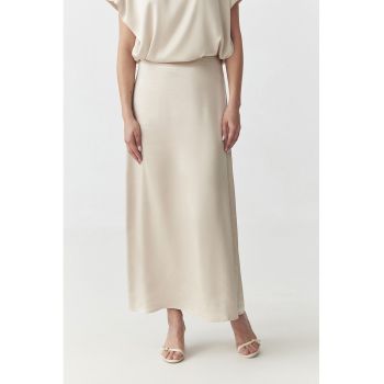 Fusta midi cu aspect de satin