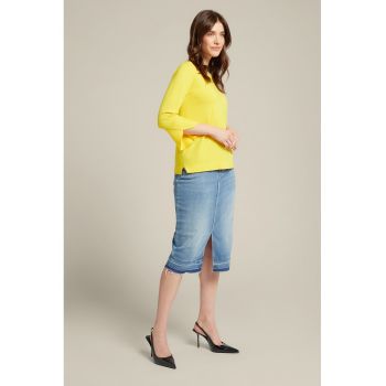 Fusta midi cu slit frontal
