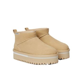 Ghete dama -  casual - piele intoarsa - bej