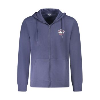Hanorac barbati - din bumbac cu fermoar si logo - regular fit - bleumarin
