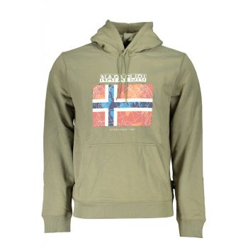 Honorac pentru barbati cu imprimeu cu logo si pocket tip marsupiu verde