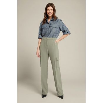 Pantaloni drepti cu talie inalta