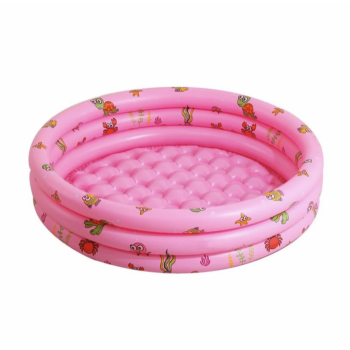 Piscina gonflabila cu podea gonflabila, trei inele roz, 100 cm