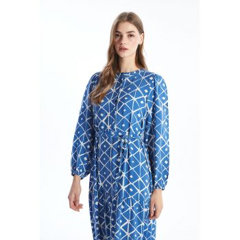 Rochie cu imprimeu si maneci lungi