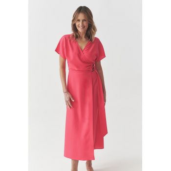 Rochie midi din amestec de lyocell cu maneci scurte