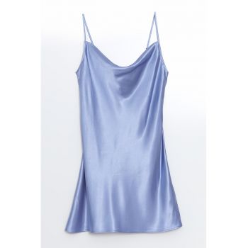 Rochie mini satinata cu bretele inguste
