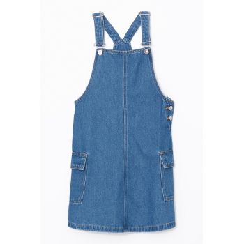 Sarafan din denim cu buzunare cu clapa