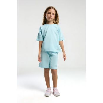 Set de tricou de bumbac cu logo si pantaloni scurti - 2 piese