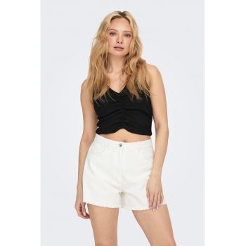 Top crop cu decolteu rotund