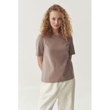 Tricou de bumbac cu decolteu la baza gatului Soria