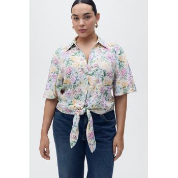 Camasa din amestec de in cu model floral
