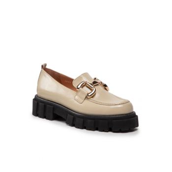 Mocasini dama -  Piele naturala - Bej